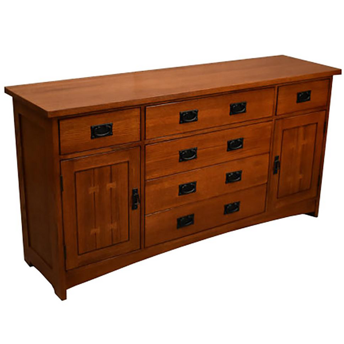 Mission Quarter Sawn Oak 6 Drawer Sideboard - 62"