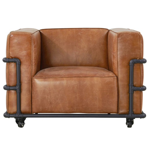 Henry Industrial Modern Leather Arm Chair (2 Colors Available) - Crafters and Weavers