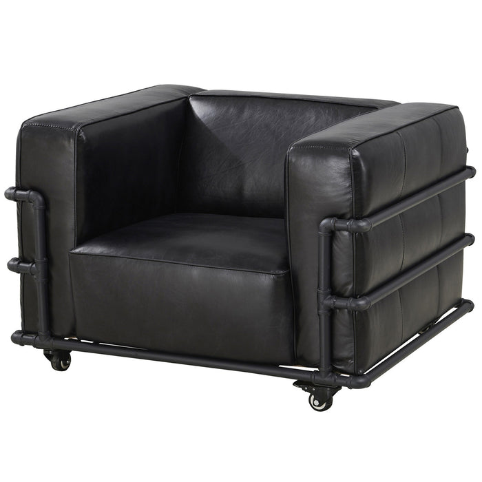 Henry Industrial Modern Leather Arm Chair (2 Colors Available) - Crafters and Weavers