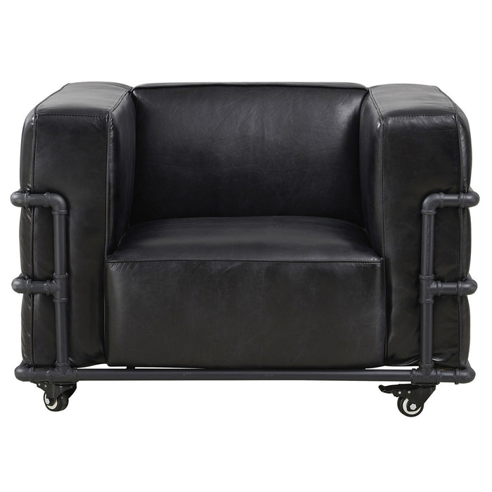 Henry Industrial Modern Leather Arm Chair (2 Colors Available) - Crafters and Weavers