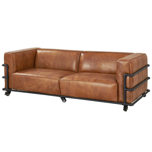 Henry Industrial Modern Leather Sofa (2 Colors Available) - Crafters and Weavers