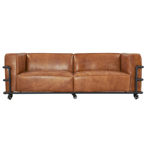 Henry Industrial Modern Leather Sofa (2 Colors Available) - Crafters and Weavers