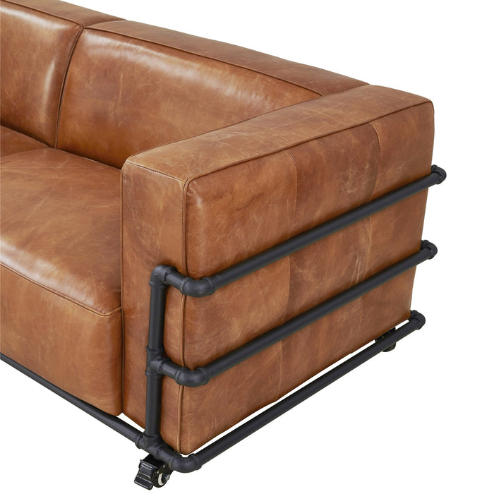 Henry Industrial Modern Leather Sofa (2 Colors Available) - Crafters and Weavers