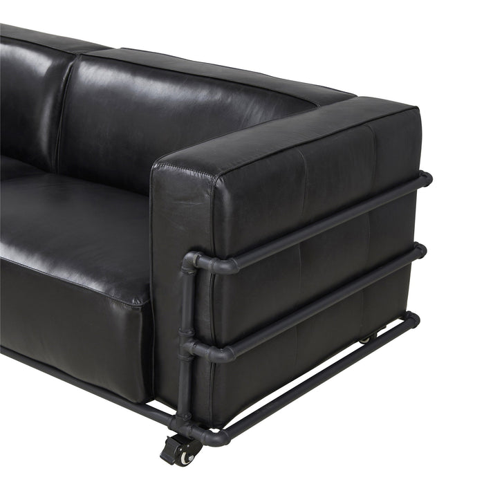 Henry Industrial Modern Leather Sofa (2 Colors Available) - Crafters and Weavers