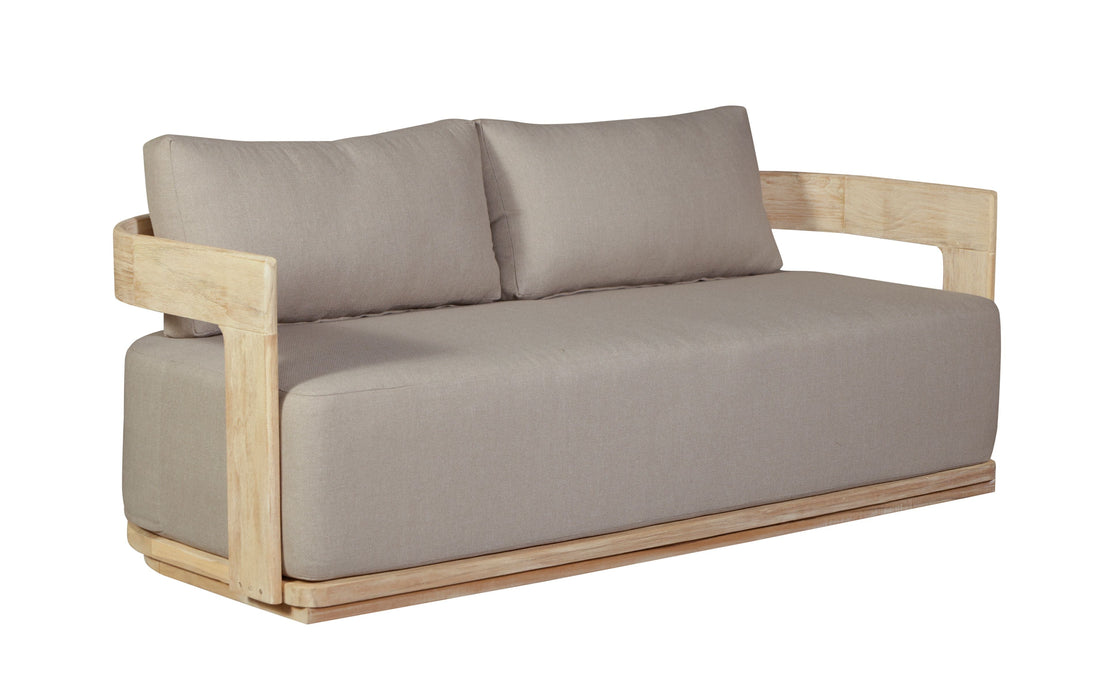 Eclipse Outdoor Solid Teak Wood Love seat Natural - Gray Fabric