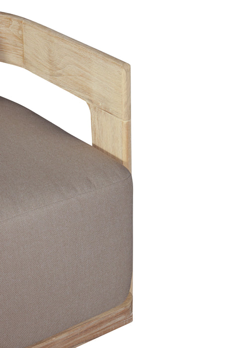 Eclipse Outdoor Solid Teak Wood Love seat Natural - Gray Fabric