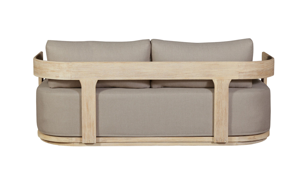 Eclipse Outdoor Solid Teak Wood Love seat Natural - Gray Fabric