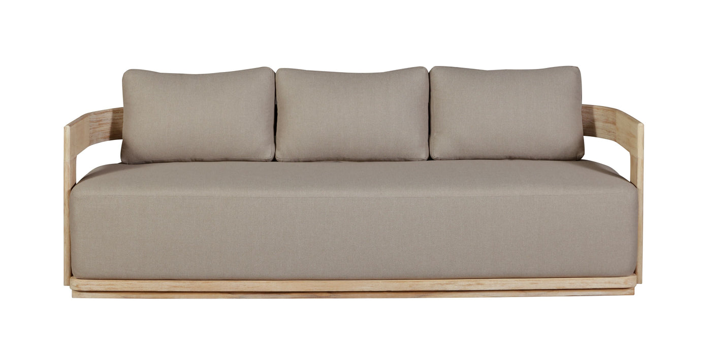 Eclipse Outdoor Solid Teak Wood Sofa Natural Look - Gray Fabric