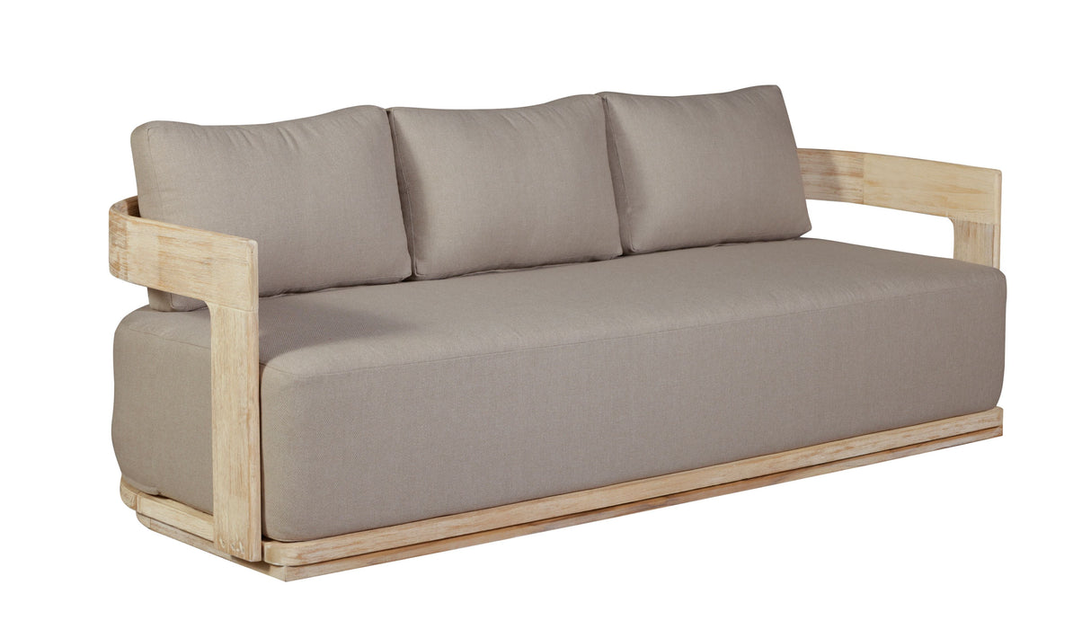 Eclipse Outdoor Solid Teak Wood Sofa Natural Look - Gray Fabric