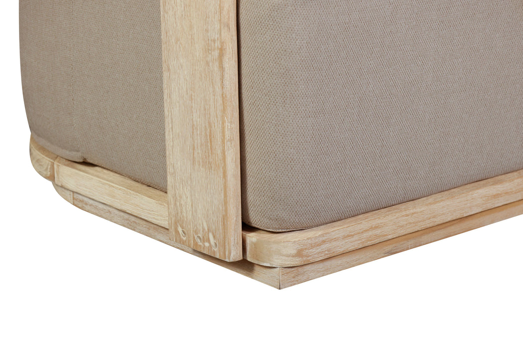 Eclipse Outdoor Solid Teak Wood Sofa Natural Look - Gray Fabric