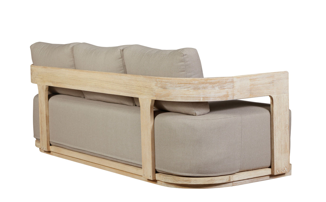 Eclipse Outdoor Solid Teak Wood Sofa Natural Look - Gray Fabric
