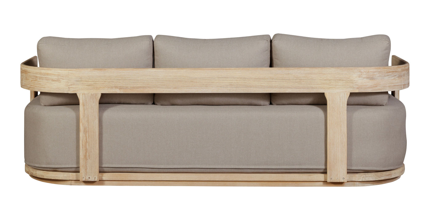 Eclipse Outdoor Solid Teak Wood Sofa Natural Look - Gray Fabric