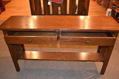 SOLD OUT Mission Oak Console Table With 2 Drawers - Walnut (W1) - Crafters and Weavers