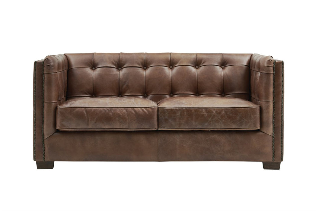 Tuxedo Leather Love Seat - Bark Brown