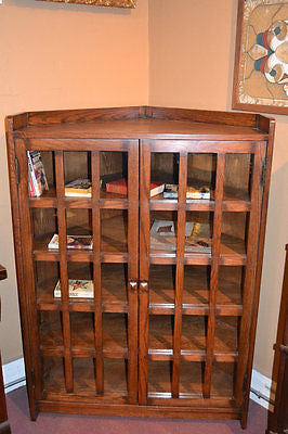 Mission Oak Corner Bookcase - Walnut - Crafters and Weavers