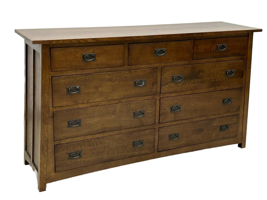 Mission Quarter Sawn Oak 9 Drawer Dresser - Walnut stain