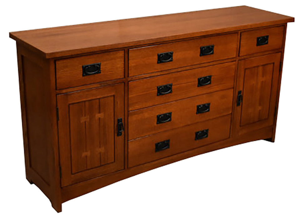 Mission Quarter Sawn Oak 6 Drawer Sideboard - 62" - Crafters and Weavers