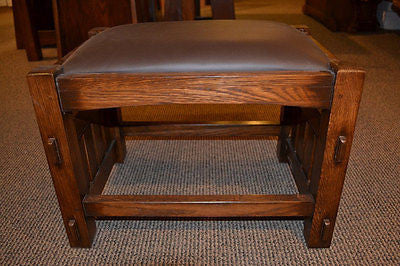 Mission Oak Foot Stool - Wide Spindles (2 Colors Available) - Crafters and Weavers