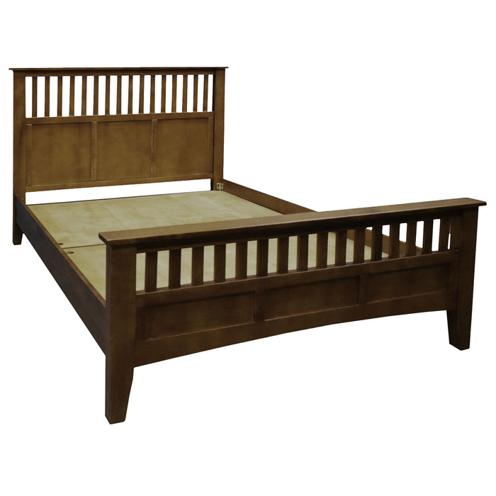 Mission Style Quarter Sawn Oak Bed with Slats - Walnut