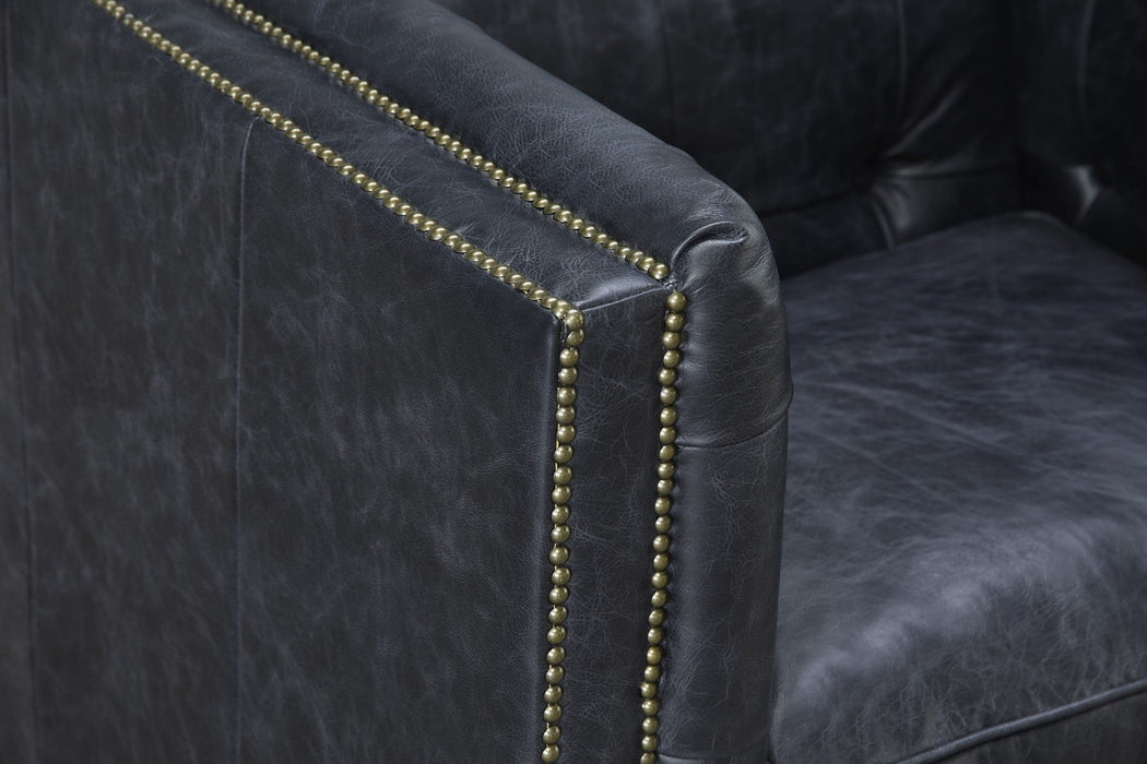 Tuxedo Leather Arm Chair - Slate