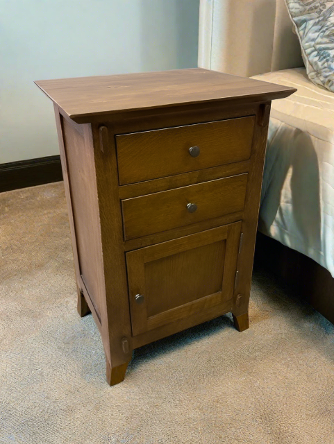 Mission Style Tapered Leg 2 Drawer Nightstand