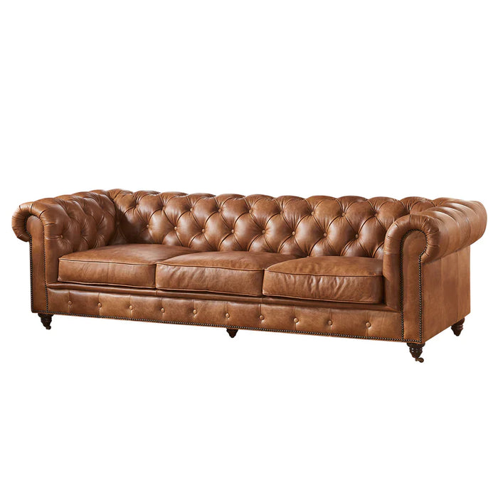 Century Chesterfield Sofa - Light Brown Leather