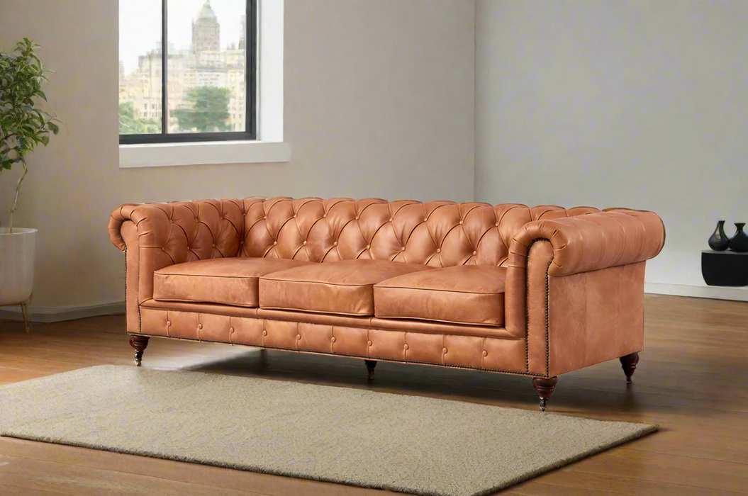 Century Chesterfield Sofa - Light Chestnut Leather