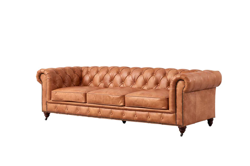Century Chesterfield Sofa - Light Chestnut Leather