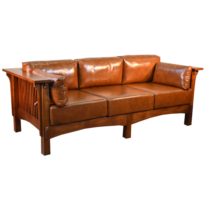 SOLD OUT Arts and Crafts / Craftsman Crofter Style Sofa - Russet Brown Leather (RB1) - Crafters and Weavers