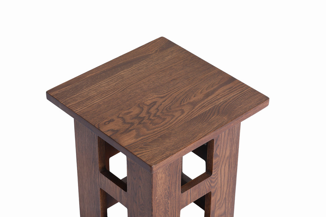 Mission Solid Oak Square End Table with Cut Outs - Walnut (W1)