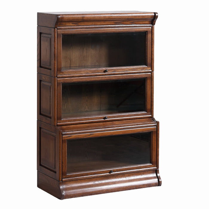 Mission 3 Stack Oak Barrister Bookcase - Beveled Glass