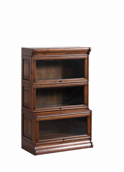 Mission 3 Stack Oak Barrister Bookcase - Beveled Glass