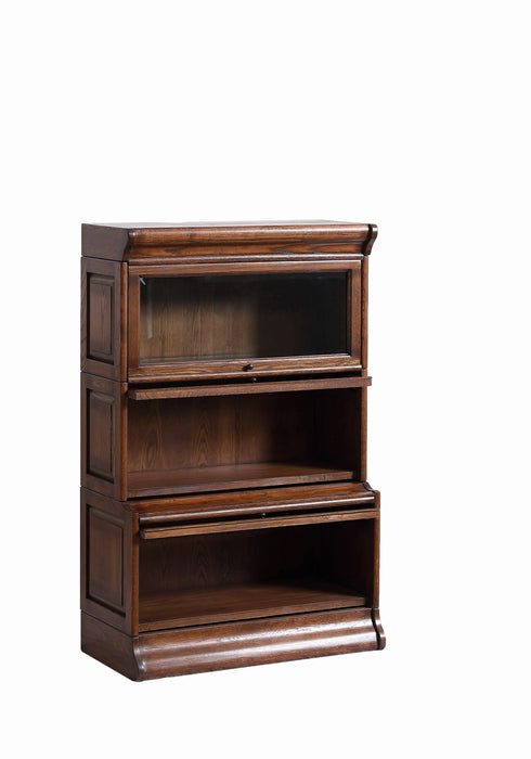 Mission 3 Stack Oak Barrister Bookcase - Beveled Glass