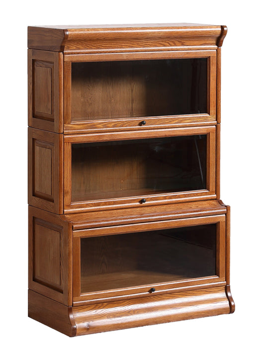 Mission 3 Stack Oak Barrister Bookcase - Beveled Glass