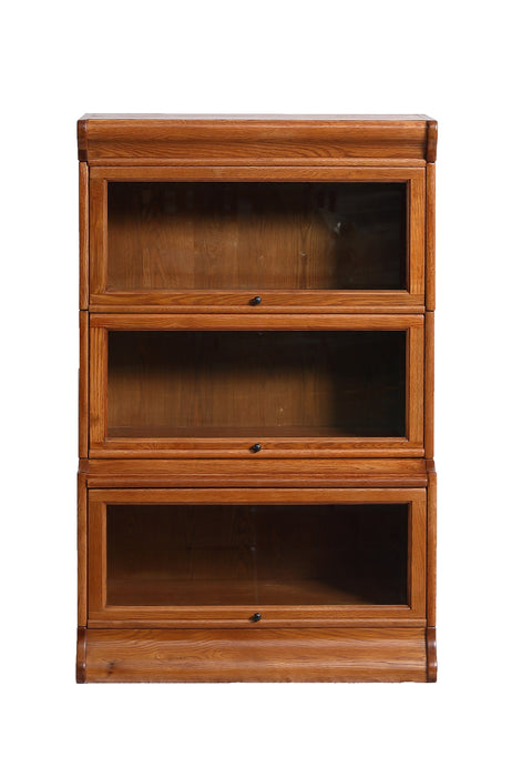 Mission 3 Stack Oak Barrister Bookcase - Beveled Glass