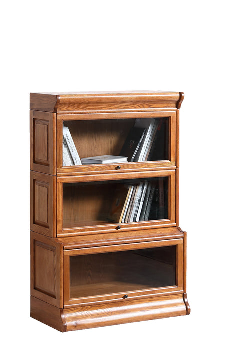 Mission 3 Stack Oak Barrister Bookcase - Beveled Glass