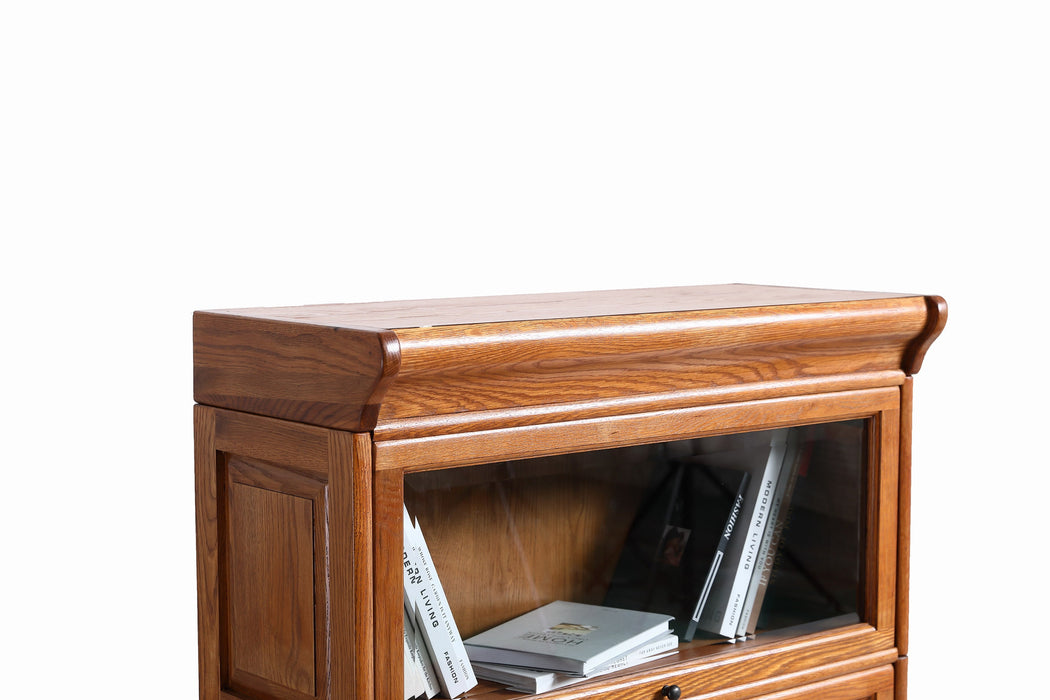 Mission 3 Stack Oak Barrister Bookcase - Beveled Glass