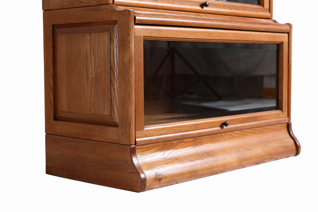 Mission 3 Stack Oak Barrister Bookcase - Beveled Glass