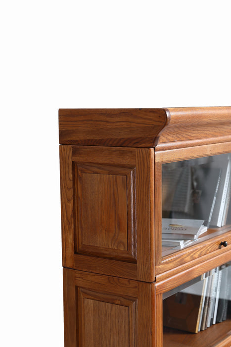 Mission 3 Stack Oak Barrister Bookcase - Beveled Glass