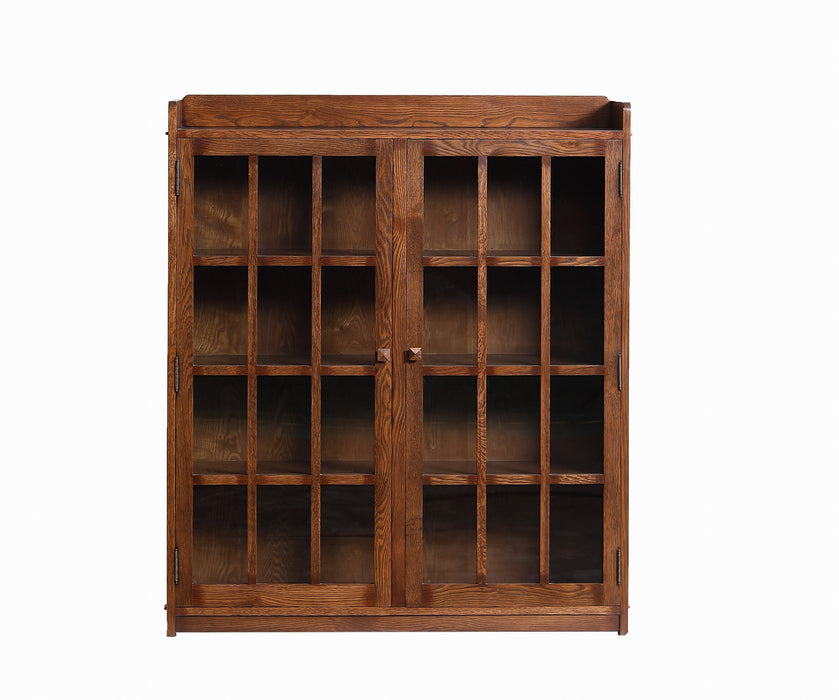 Mission Oak 2 Door Bookcase with Glass Doors - Walnut