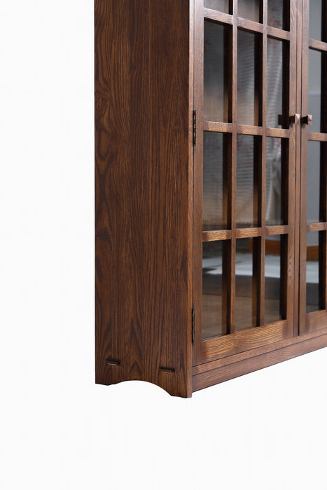 Mission Oak 2 Door Bookcase with Glass Doors - Walnut