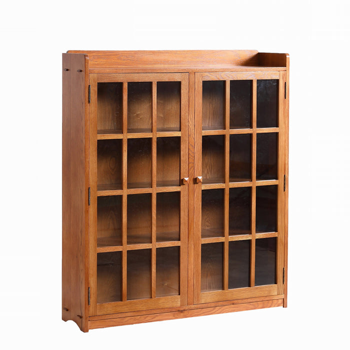 Mission Oak 2 Door Bookcase with Glass Doors - Michael's Cherry