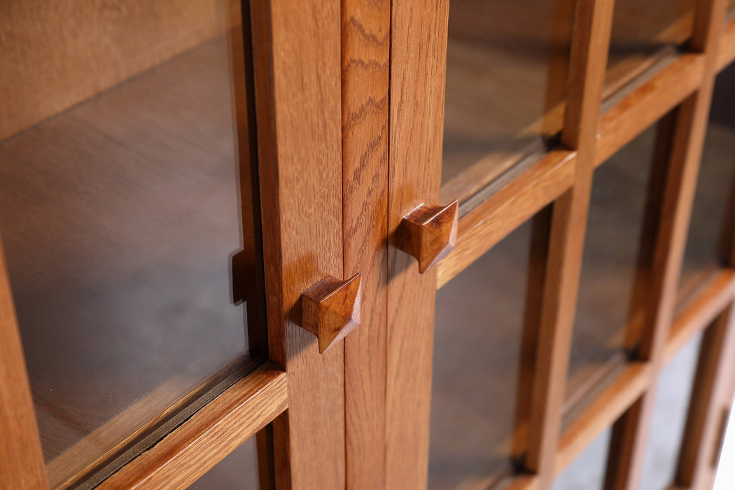 Mission Oak 2 Door Bookcase with Glass Doors - Michael's Cherry