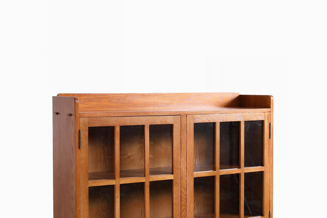 Mission Oak 2 Door Bookcase with Glass Doors - Michael's Cherry