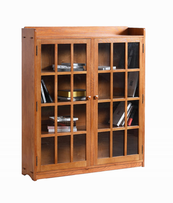 Mission Oak 2 Door Bookcase with Glass Doors - Michael's Cherry