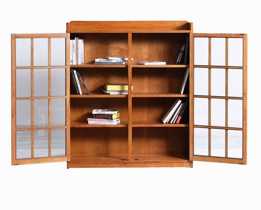 Mission Oak 2 Door Bookcase with Glass Doors - Michael's Cherry