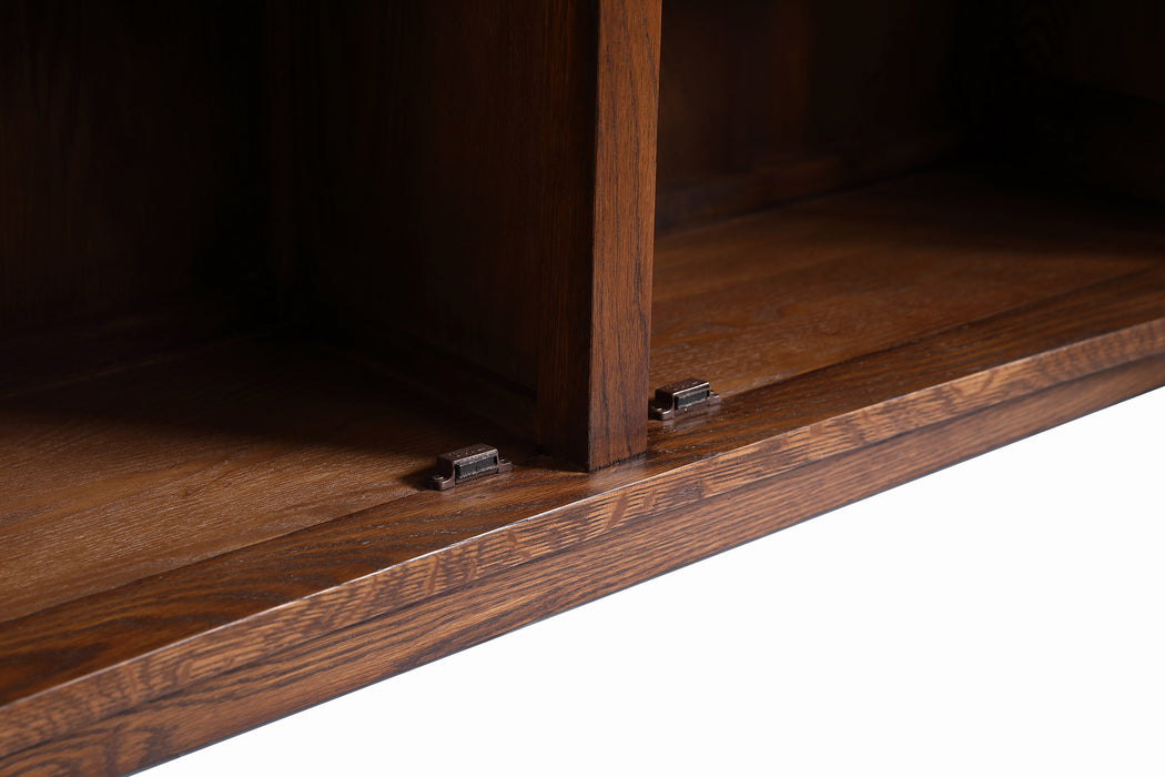 Mission Solid Oak Double Door Bookcase - Walnut