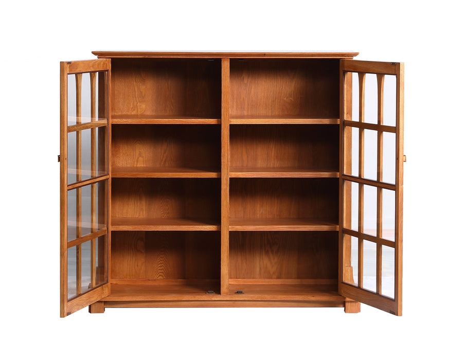 Mission Solid Oak Double Door Bookcase - Michael's Cherry