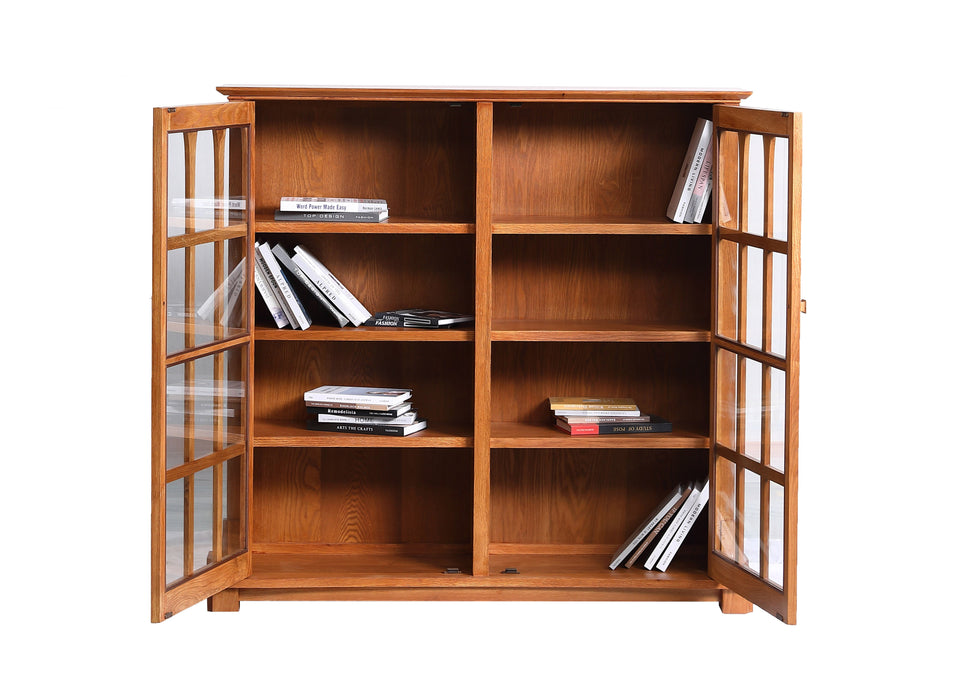 Mission Solid Oak Double Door Bookcase - Michael's Cherry