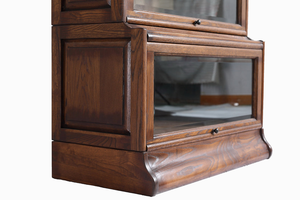 Mission Style Oak Barrister Bookcase 5 Stack High with Leaded Glass (2 Colors Available)